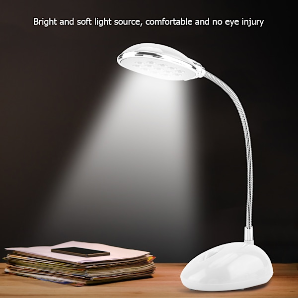 Ljusstark 13 LED-bordslampa Lätt flexibel USB bordslampa för bärbar dator Stationär PC Vit