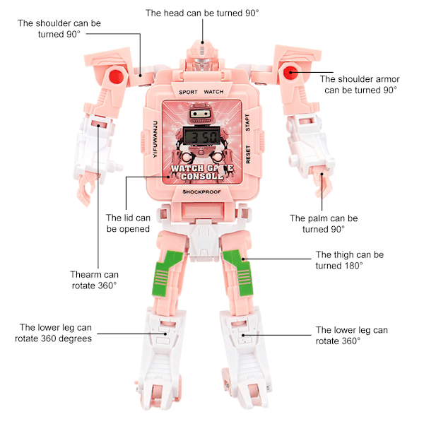 Robot Deformerad Klocka för Barn Leksaker Digital Elektronisk Klocka för Pojkar Flickor Julgåva