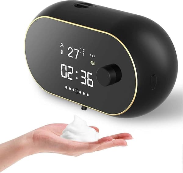 Automatic Foam Soap Dispenser Touchless, Wall-Mounted, No Drilling Required, Refillable for Bathroom and Kitchen (Black), 18.5*10.8*6.5 cm, Plastic