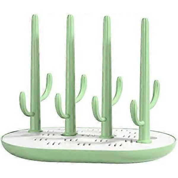 Torkställ för nappflaskor, kaktusdesign, droppställ för flaskor och tillbehör (Grön)