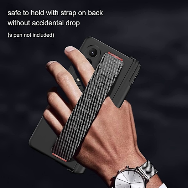 Kompatibel Samsung Galaxy Z Fold 3 5g Magnetisk Hængselbeskyttelse Indbygget Skærmbeskytter Med S Pen Holder Og Rem Altomfattende Cover