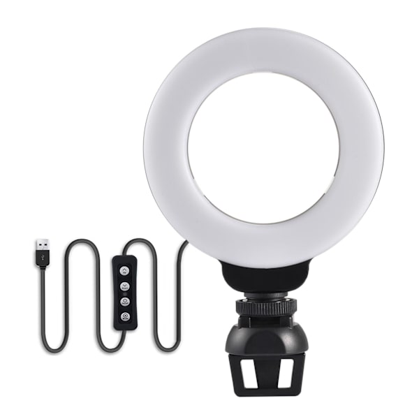 Klippbar ringlampa med klämfäste för bärbar videokonferens 4 tum zoomljus