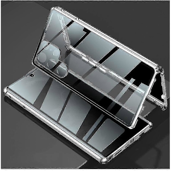 Samsung Galaxy S22 Ultra/S22 Anti-Peep Privacy-deksel - Dobbeltsidig Magnetisk Deksel i Herdet Glass Blå ForGalaxyS22