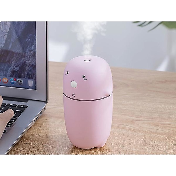Mini Sjov Luftfugter Pink, Natlysfunktion, Automatisk Slukning, Støjsvag 140*50*60mm