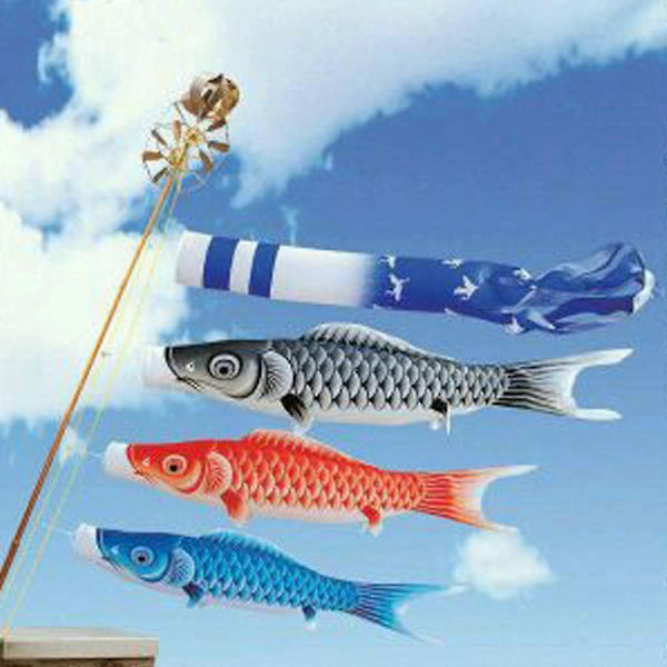 4 Stycken 150cm Japansk Vindsocka Karp Flagga Koi Nobori Segelfisk