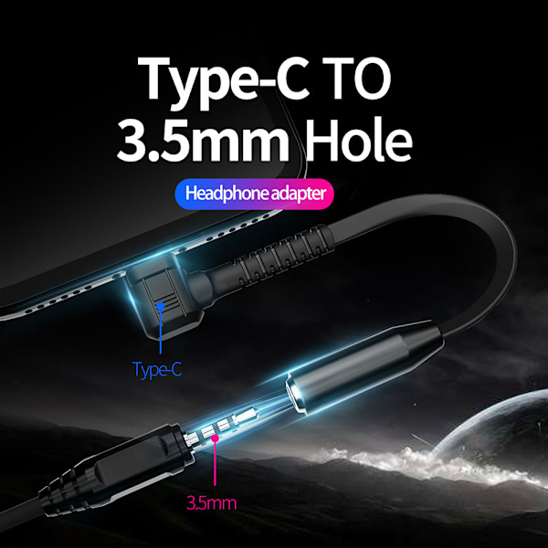 USB C Hovedtelefonadapter USB C til Audio Jack Adapter USB Type C til 3,5 mm Adapter