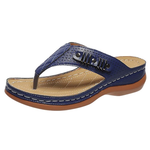Ortopædiske blå kilehælede flip-flops til kvinder