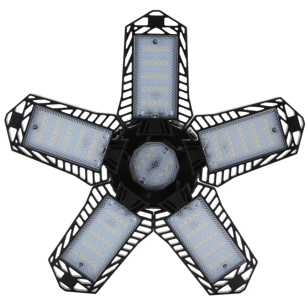 137LED garagelys med 5 blade 80W E27/E26 Deformerbar justerbar minedriftslampe 85-265V sort