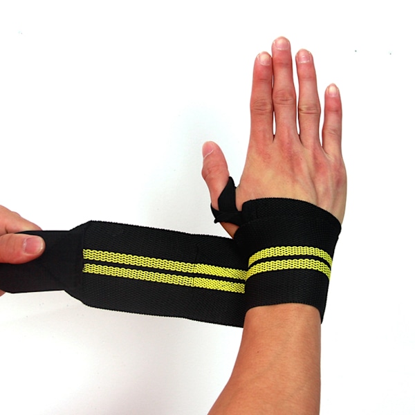 1 st handledsskydd för tyngdlyftning med tumstöd, handledsbandage för gym (svart och gult)