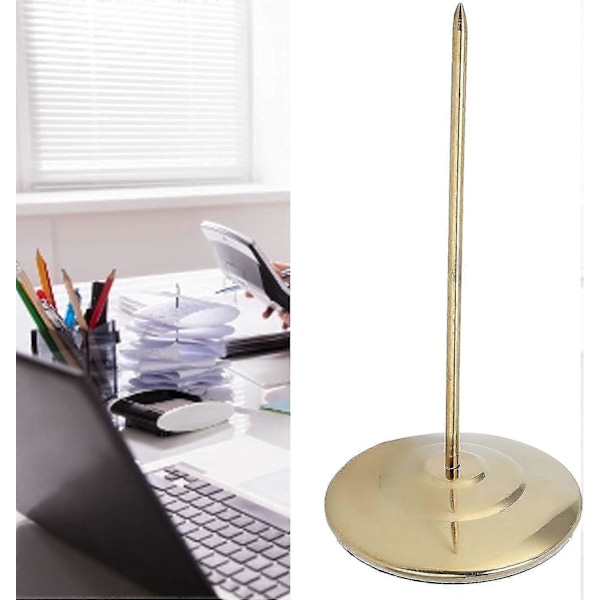 Kvitteringsholder, rustfrit stålspyd til restauranter, barer, køkkener, rund bund, skridsikker (gylden poleret stang) Gylden poleret stang
