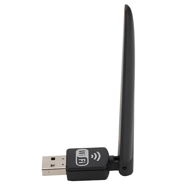 Kannettava musta USB2.0-liitäntäinen 2.4G langaton WiFi-sovitin, jossa merkkivalo