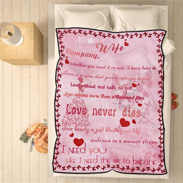 Til min kone tæppe Valentinsdag gave til min kone tæppe til kvinder jubilæum fødselsdag gave 100x120cm / 39.4x47.2in