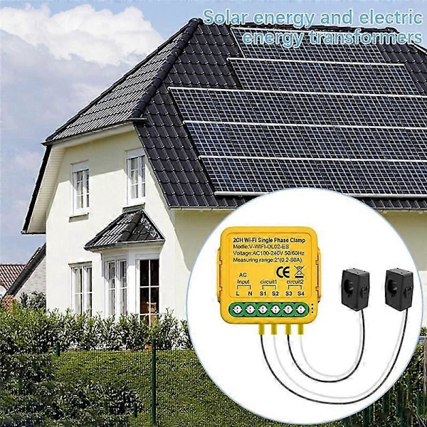 Tuya WiFi -tehomittari 2CH reaaliaikainen energiankulutusmittari
