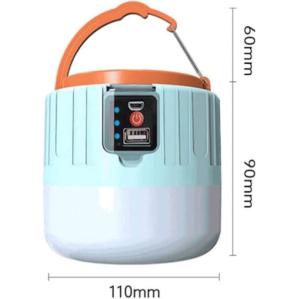 Solarlampa för Camping 800 Lumen Uppladdningsbar Campinglykta med Fjärrkontroll Solcellsladdning 3 Ljuslägen