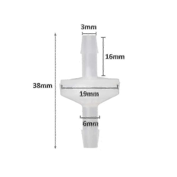 8 stk. 1/4 tommer Kontraventil 6 mm Pvdf Envejsventil Inline Kontraventil