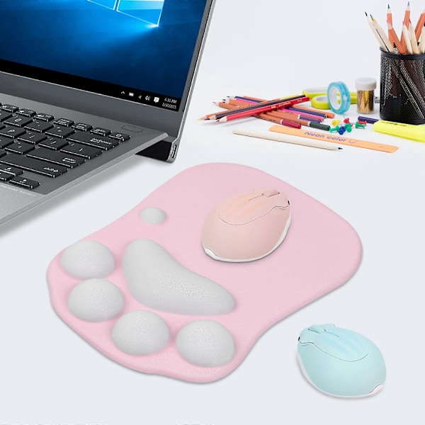 Katt Musmatta med Handledsstöd, Portabel Ergonomisk Matta (Rosa)