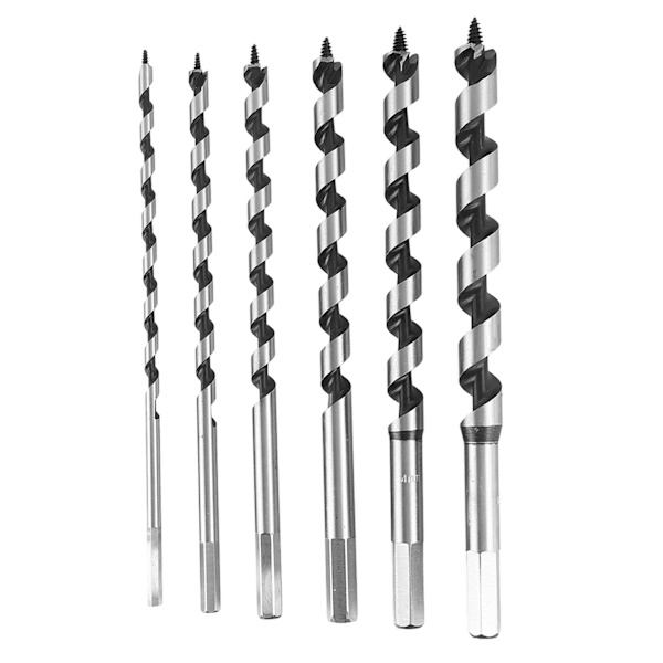 6 STK Borbitssett 230 mm Lang sekskantet skaft Solid sneglebitssett for trearbeid