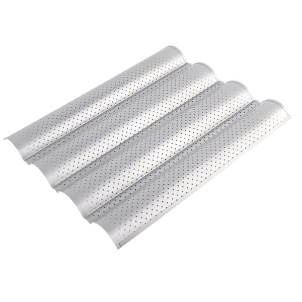 NonStick MultiGrooves Waves French Bread Pan Baguette Baking Cooking Tray Mold Kitchen Tool (4 spor)