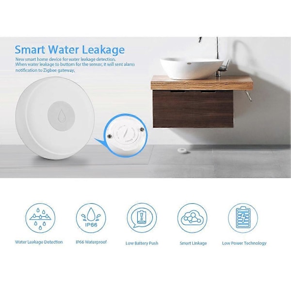 Tuya Zigbee Vannsensor Vanndetektor for Hjem Fjernalarm