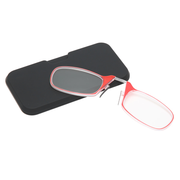 Unisex äldre blå ljusblockerande näsklämma Glasögon Armlösa glasögon Läsglasögon +100 röda