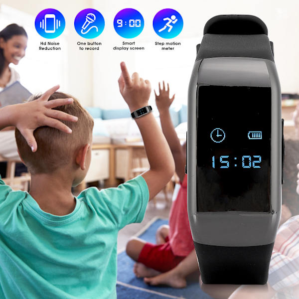 HD 1080P Kamera Armbåndsur Digital Lydoptager Armbånd Støjreduktion Optager Armbånd 8GB