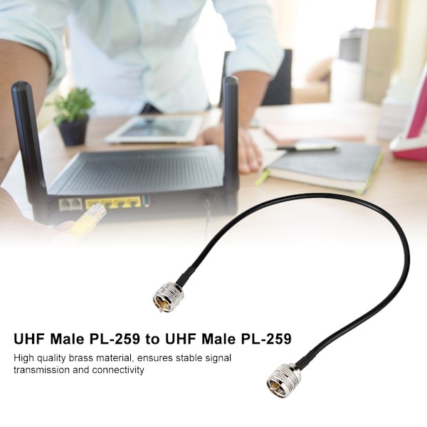 2 stk koaksial antenneadapterkabel UHF hann PL-259 til UHF hann PL-259 lavt tap