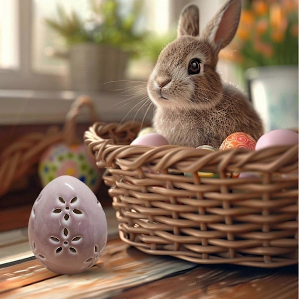 Påsk Hålig Lysande Påsk Skrivbordsdekoration Keramikhantverk Ornament Rosa
