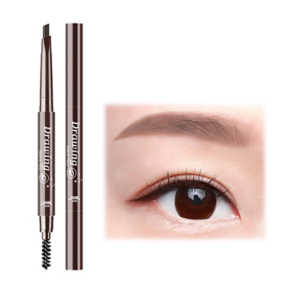 Meikki, kaksipäinen automaattinen kulmakynä Natural Eye Brow Pencil vedenkestävä kestävä kulmakarvakynä kulmakarvaharjalla B B