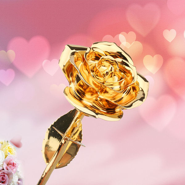 Guldrosa Premium lång stjälk gulddoppad äkta rosenblomma Mors dag födelsedagspresent