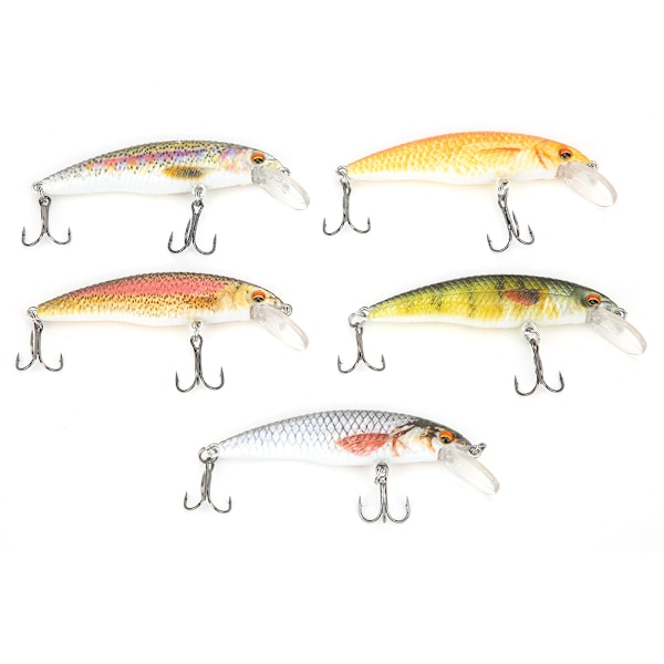 5 STK 8CM Plast 3D Fish Eye Minnow naturtrogen konstgjord hårdbete Fiskedrag Tillbehör 5 Färg 8CM