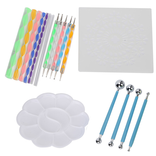 20 stk. Mandala Dotting Tools Sæt DIY Kunst Rock Dot Stencil Bakke Maleri Tilbehør