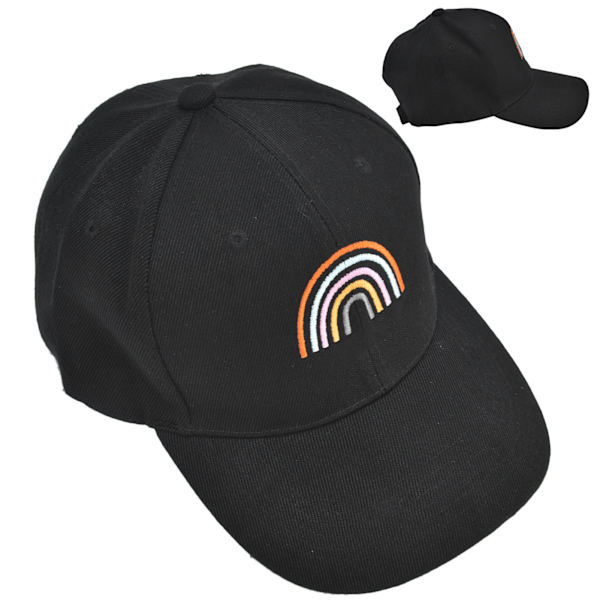 Broderad förälder-barn hatt barn justerbar basebollkeps för utomhusresor svart (barn)
