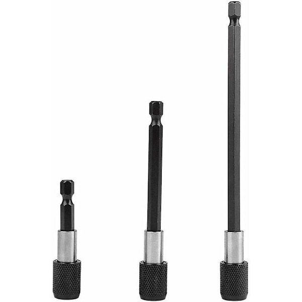 3 stk. 6,35 mm Hex Shank Magnetisk Forlænger Bit Holder Til Skruetrækker 60mm 100mm 150mm Quick Release Forlænger Chuck Adapter Kit Til Skruer, Møtrikker og A