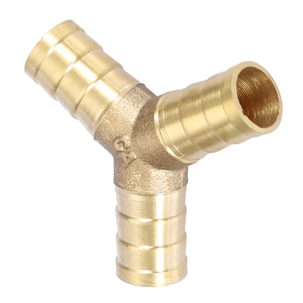 Mässing Y 3-vägs slanganslutning med hullingar för luft, vatten, gas OD (12mm, 2st)