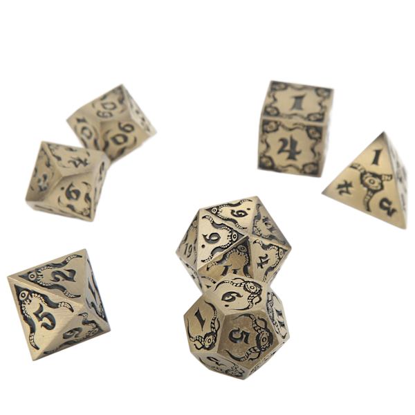 7-delad polyhedral tärningssats i aluminiumlegering, tärningsspelrekvisita för familjesammankomster och fester, typ 1