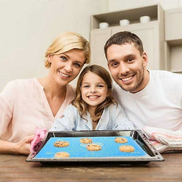 Återanvändbar Non-Stick Bakmatta i Silikon för Fondantdeg, 100% Bisfenol-A (BPA) Fri, med Mått, 50 x 40 cm (Blå)