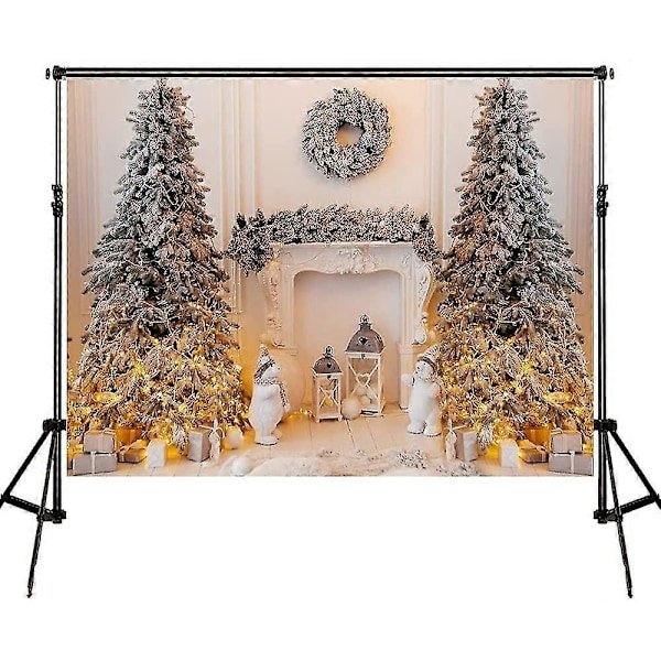 Kate Julebakgrunn For Fotografering Juletre Hvit Peis Fotostudio Bakgrunn