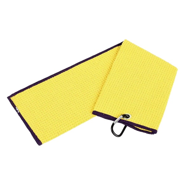 Sett med 2 gule vaffelmønster golfklubbhåndklær for hurtig tørking