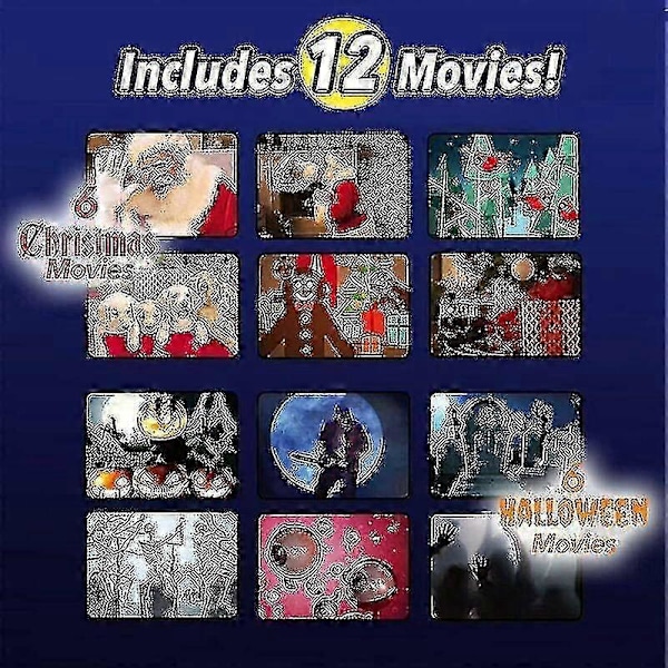 Jul Halloween Holografisk Projektor Vindusprojektor Led Holografisk Projeksjonslampe, 12 Filmfestivaler, Brukes Til Jul Og Halloween ZD.16