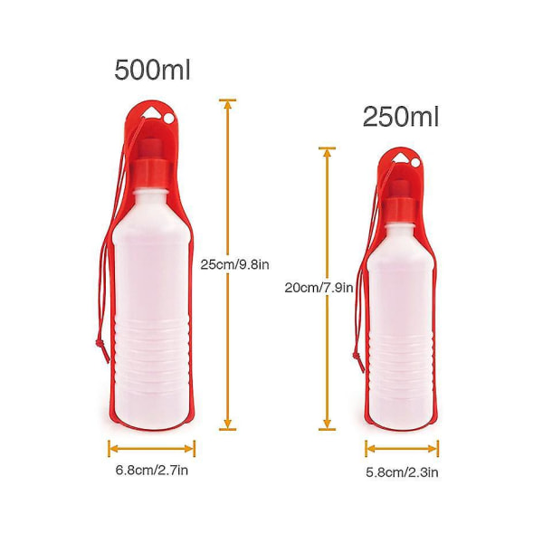 Vikbar 500 ml blå plast vattenflaska för hundar och dricksskål