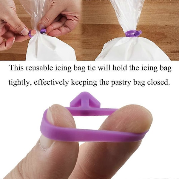 20 stk. Lilla Silikon Sprøytepose Strikk, Gjenbrukbar Glasur Kake Dekorering Pose Twist Strikk for Cupcakes Kjeks Kake Dekorering Utstyr