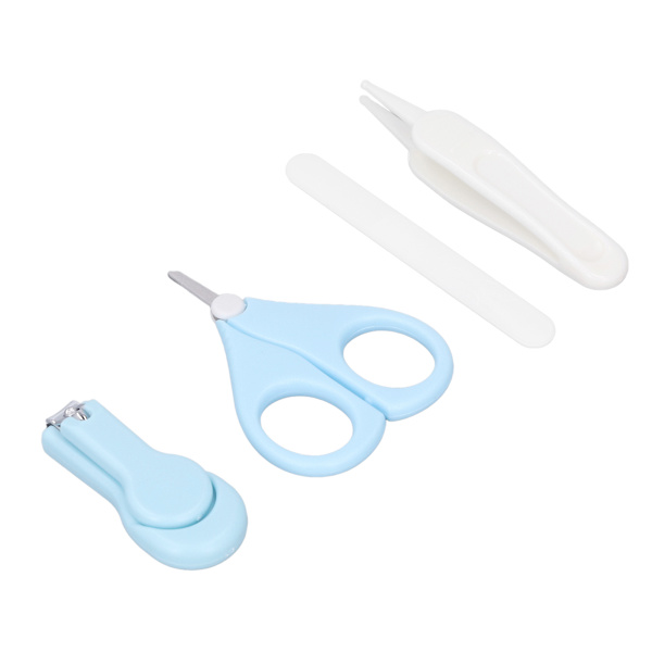 4-delad baby nagelset säkerhetsskötsel baby nagelfil set med sax nagelfil rund pincett nagelklippare blå