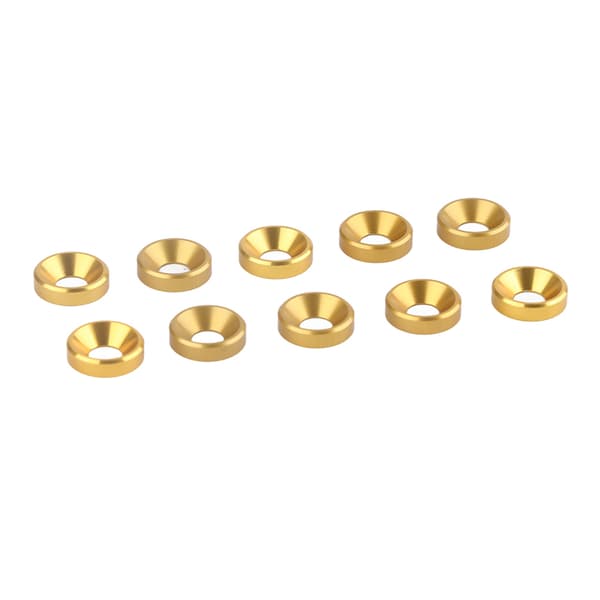 10 stk. M4 anodiserede undersænkede skiver pakning aluminiumslegering guld