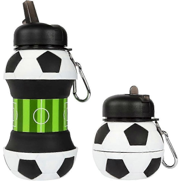 Well Fotball Vannflaske - Unike Fotballgaver til Gutter og Jenter - Kul Vannflaske for Barn, Sammenleggbar, Lekkasjesikker - Vannflaske for Gutter - 550 ml