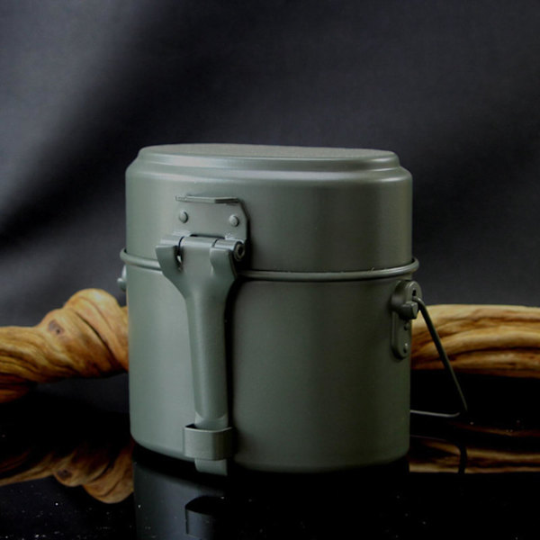 3 Delars Lunchlåda Set Aluminium Gryta och Panna Mess Kit för Camping Picknick Matlagning