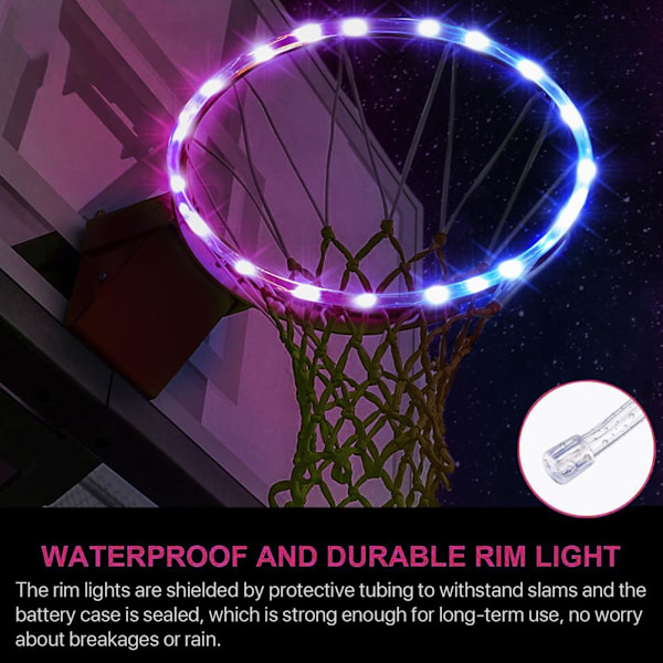 LED Basketballkurvlys Fjernkontroll Basketballkurv LED Lys 4 Moduser 16 Farger Vanntett for Trening Spiller Utendørs om Natten