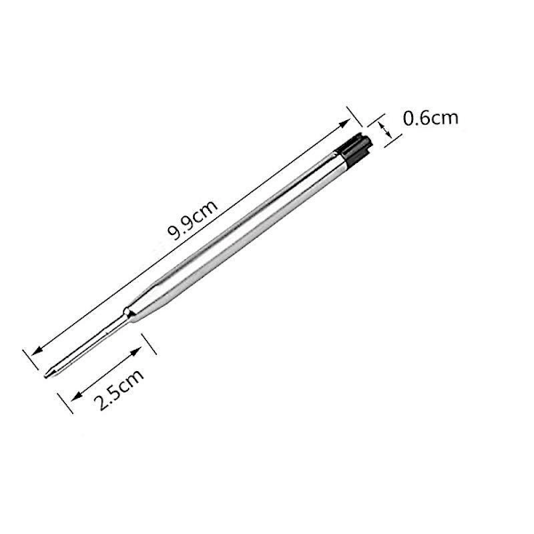 Molain 20-pack Ersättningspatroner i Metall för Kulspetspennor, Svart Bläck, 1 mm Medium Spets, Kulspetspenna Refiller Bläckpatroner för Vardagsbruk