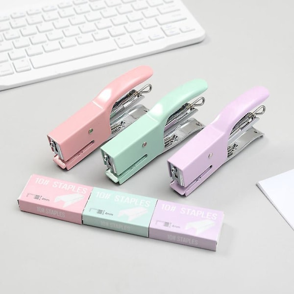 Blå Kompakt Tung Staplers, 16 Ark Kapacitet, Jam-Free, Halv Strip, Perfekt för Klassrum, Kontor eller Skrivbord