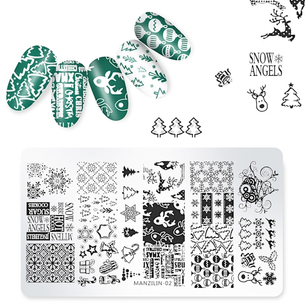 5 stk. jule-neglekunst-stempelskabeloner DIY-neglekunstpladesæt til hjemmesalonbrug