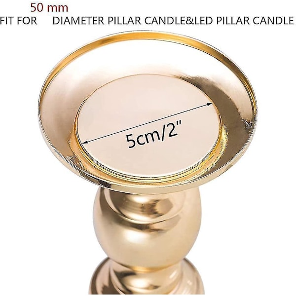 Set med 2 Guld Metall Kolonn Ljusstakar, Ljusstake Centerpiece för 50mm Ljus med Ställ Dekor för Bröllopsfest